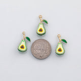 18K Gold PVD Avocado Charm Enamel Fruit Charm Charm s Charms - Tarnish Resistant