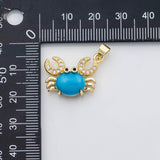 18K Gold PVD Crab charm turquoise Charm s Charms - Tarnish Resistant