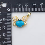 18K Gold PVD Crab charm turquoise Charm s Charms - Tarnish Resistant