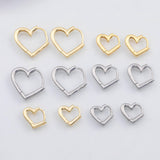 18K Gold PVD Heart Hoop earrings 12K One pair per order - Tarnish Resistant
