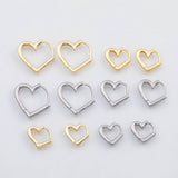 18K Gold PVD Heart Hoop earrings 12K One pair per order - Tarnish Resistant