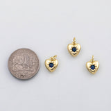 18K Gold PVD Blue Heart charm - Tarnish Resistant