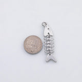 18K Gold PVD Fish bone with flexible spine charm Charm s Charms - Tarnish Resistant