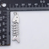 18K Gold PVD Fish bone with flexible spine charm Charm s Charms - Tarnish Resistant