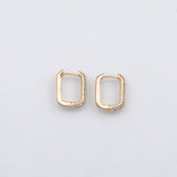 18K Gold PVD Rectangle Hoop earrings 22K One pair per order - Tarnish Resistant