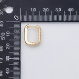 18K Gold PVD Rectangle Hoop earrings 22K One pair per order - Tarnish Resistant