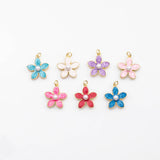 18K Gold PVD Enamel flower with pearl charm - Tarnish Resistant