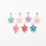 18K Gold PVD Enamel flower with pearl charm - Tarnish Resistant