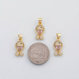 18K Gold PVD Pink Fish Charm Charm s Charms - Tarnish Resistant
