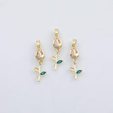 18K Gold PVD Flower rose charm - Tarnish Resistant