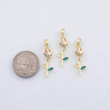 18K Gold PVD Flower rose charm - Tarnish Resistant