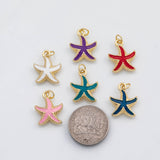 18K Gold PVD Enamel Starfish Star Fish charm - Tarnish Resistant