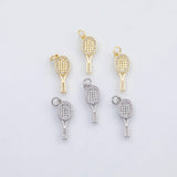 18K Gold PVD Tennis Racket charm - Tarnish Resistant