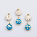 18K Gold PVD Palm tree charm coconut tree enamel charm - Tarnish Resistant