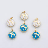 18K Gold PVD Palm tree charm coconut tree enamel charm - Tarnish Resistant