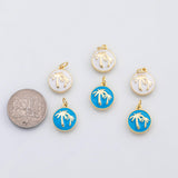 18K Gold PVD Palm tree charm coconut tree enamel charm - Tarnish Resistant