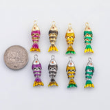 18K Gold PVD fish charm with flexible spine - Tarnish Resistant