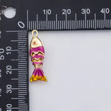 18K Gold PVD fish charm with flexible spine - Tarnish Resistant