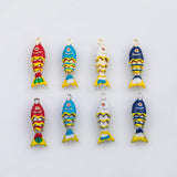 18K Gold PVD fish charm with flexible spine - Tarnish Resistant