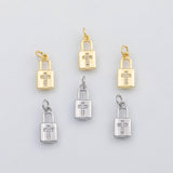 18K Gold PVD Lock Cross charm - Tarnish Resistant