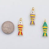 18K Gold PVD Colorful fish charm enamel charm - Tarnish Resistant