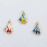 18K Gold PVD Color enamel fish charm angel fish charm - Tarnish Resistant
