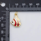 18K Gold PVD Color enamel fish charm angel fish charm - Tarnish Resistant