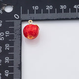 18K Gold PVD Apple charm enamel fruit charm - Tarnish Resistant