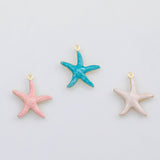 18K Gold PVD Starfish star fish charm enamel ocean beach summer charm - Tarnish Resistant