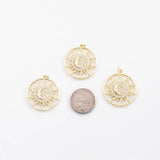 18K Gold pvd Sun pendant charm - Tarnish Resistant