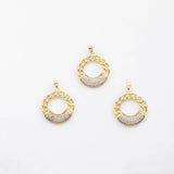 18K Gold PVD Wreath Round pendant charm - Tarnish Resistant
