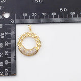 18K Gold PVD Wreath Round pendant charm - Tarnish Resistant