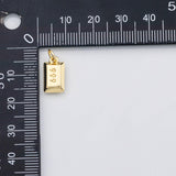 18K Gold pvd Gold bar bar bullion charm - Tarnish Resistant
