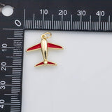 18K Gold PVD Airplane charm enamel charm - Tarnish Resistant