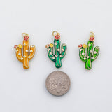 18K Gold PVD Cactus charm enamel charm - Tarnish Resistant