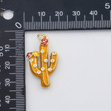 18K Gold PVD Cactus charm enamel charm - Tarnish Resistant