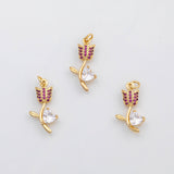 18K Gold PVD Flower rose charm - Tarnish Resistant