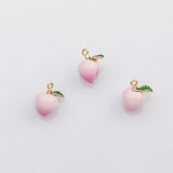 18K Gold PVD Peach Charm Enamel Fruit Charm Charm s Charms - Tarnish Resistant
