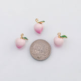 18K Gold PVD Peach Charm Enamel Fruit Charm Charm s Charms - Tarnish Resistant