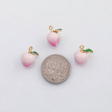 18K Gold PVD Peach Charm Enamel Fruit Charm Charm s Charms - Tarnish Resistant