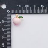18K Gold PVD Peach Charm Enamel Fruit Charm Charm s Charms - Tarnish Resistant