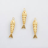 18K Gold PVD Fish with flexible spine charm Charm s Charms - Tarnish Resistant
