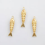18K Gold PVD Fish with flexible spine charm Charm s Charms - Tarnish Resistant