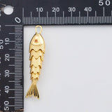 18K Gold PVD Fish with flexible spine charm Charm s Charms - Tarnish Resistant