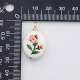 18K Gold PVD ! Ceramic Rose Lobster Crab Strawberry Tomato Dragonfly Sea Shell Palm Tree H-Painted Double Sided charm H made in USA - Tarnis