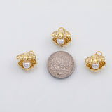 18K Gold PVD Sea shell clam shell oyster shell with pearl Charm ocean beach charms s - Tarnish Resistant