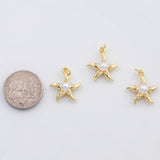 18K Gold PVD Starfish pearl charm star fish charm - Tarnish Resistant