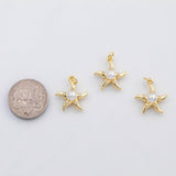 18K Gold PVD Starfish pearl charm star fish charm - Tarnish Resistant