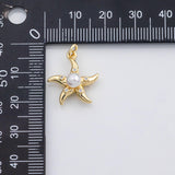 18K Gold PVD Starfish pearl charm star fish charm - Tarnish Resistant