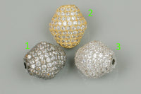 12x14 Puffy Bicone CZ Rhinestone Pave 3 COLORS